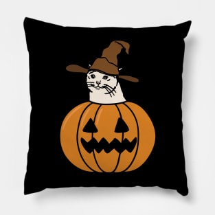 Crying Cat Meme In Pumpkin For Halloween Pillow