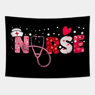 Hearts Stethoscope Nurse Happy Valentine's Day Tapestry