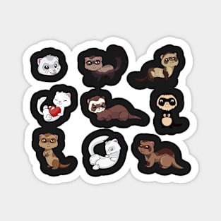 Cartoon Ferrets Sticker Set Magnet