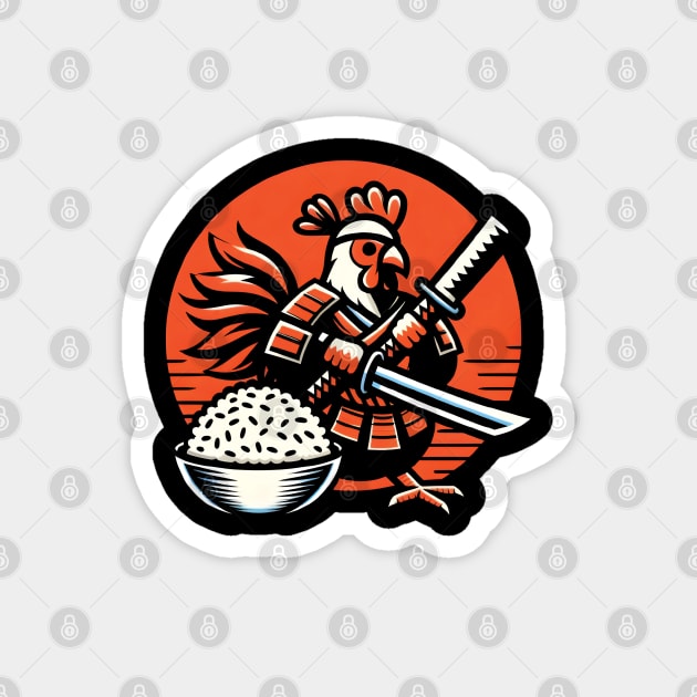 Chicken and Rice Samurai Magnet by ThesePrints