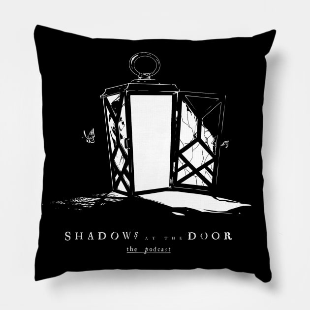 Old Edgar's Lantern Pillow by Shadows at the Door