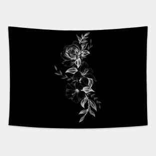 Lily Rose and Hibiscus Floral Tattoo Design Tapestry