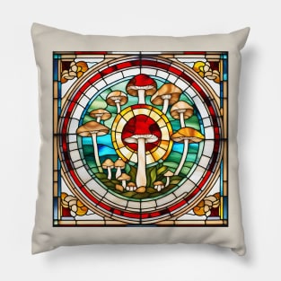 Madonna of Mushrooms Stained Glass Pillow