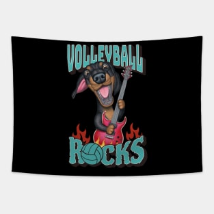 Awesome Doxie Dachshund Dog rocks on Volleyball Rocks tee Tapestry