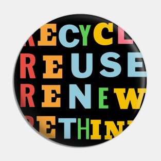 Recycle Reuse Renew Rethink Crisis Environmental Pin