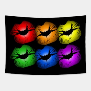 LGBTQ Rainbow Kissing Lips Tapestry