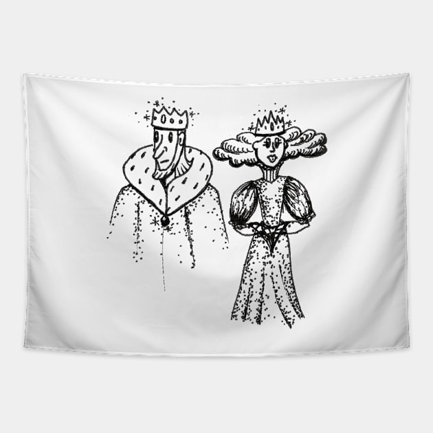 Royal King and Queen Doodle Tapestry by 1Redbublppasswo