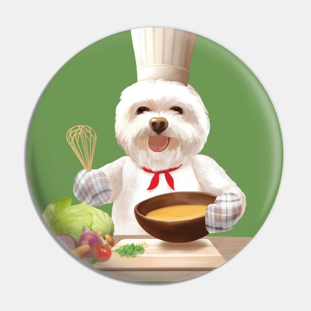 Dog In Chef Hat Cooks Soup Pin by zkozkohi