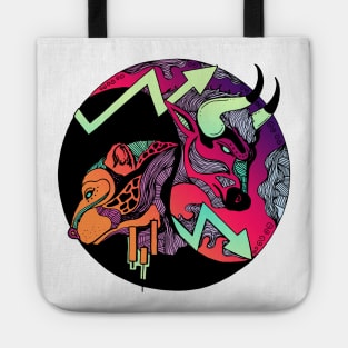 Blue Red Blend Bull and Bear Tote