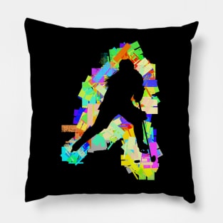 Female Hockey Player Retro Pillow