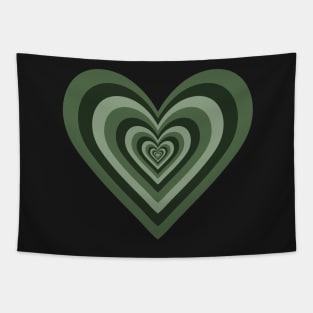 Khaki Green Expanding Hearts Tapestry