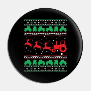 Christmas on the Farm Tractor Sleigh Ugly Christmas Sweater Pin