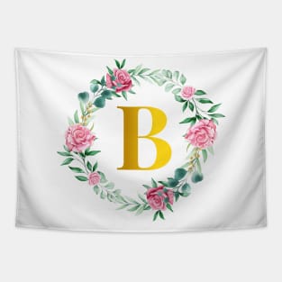 Floral Initial Wreath Monogram letter B Tapestry