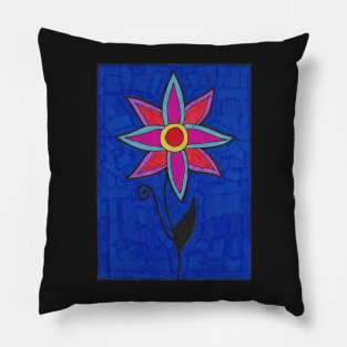 Red and Blue Flower Pillow