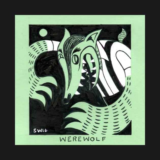 Retro Werewolf by washburnillustration