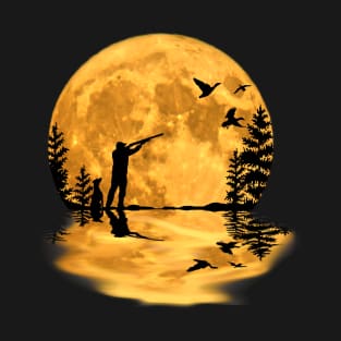 Duck hunting hunter season duck full moon night T-Shirt