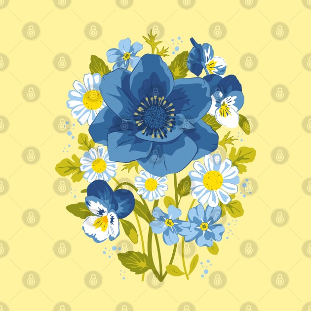 Bouquet (Anemone, pansies, chamomile and forget-me-not) by lents