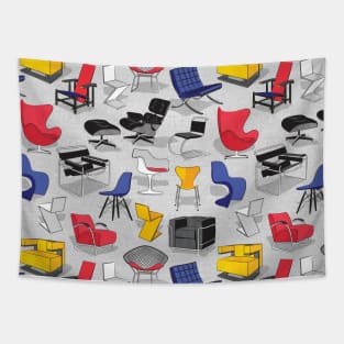 Have a seat in Bauhaus style and influence // pattern // cardboard grey background Tapestry