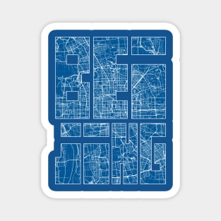 Beijing, China City Map Typography - Blueprint Magnet