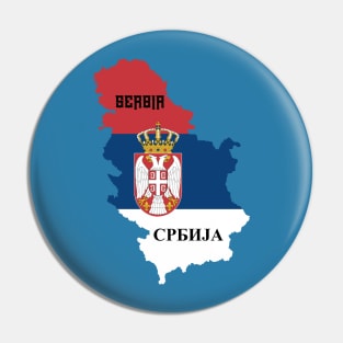 Serbia flag and map Pin