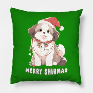 Merry Shihmas!! Merry Christmas Shih Tzu Pillow