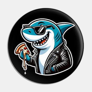 Funny Shark with Pizza, Pizza Lover Pin