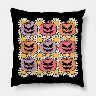 Funny Hippie Flower Pumpkin Halloween Gift Pillow