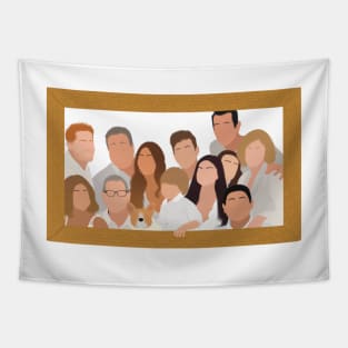 Modern Family Holding Frame Fan Art Tapestry