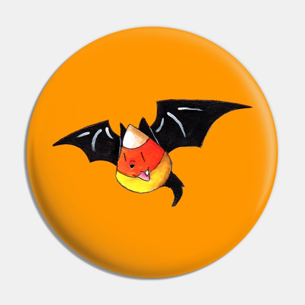 Candy Corn Bat Pin by KristenOKeefeArt