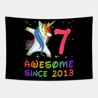 Awesome Since 2013 Birthday Unicorn Dabbing Gift 7 Years Old Tapestry