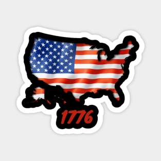 1776 American Flag Map Magnet