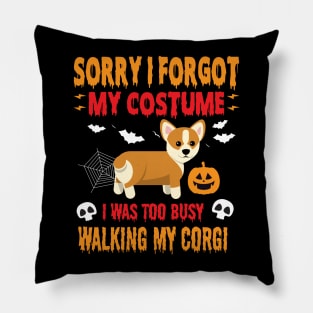 Halloween Corgi tshirt Cute Doggy Tee Pillow