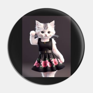 Cat with flower dress - Modern digital art Pin