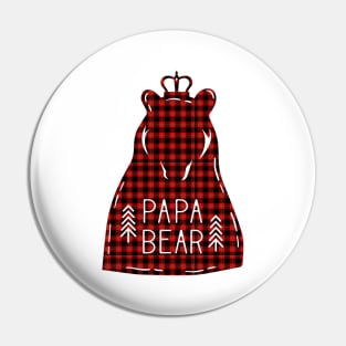 Papa Bear Buffalo Plaid Pin