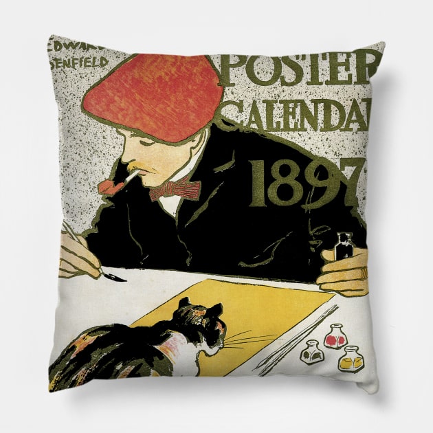 1897 Poster Calendar by Edward Penfield Pillow by MasterpieceCafe