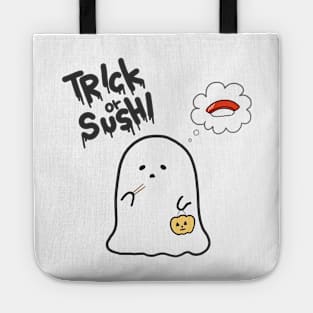 Trick or Sushi Funny Halloween Ghost Anime Food Cute Kawaii Art Tote