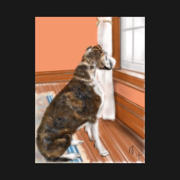 Boxer Dog looking out the Window by LITDigitalArt