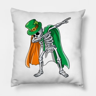 Dabbing Skeleton St Patricks Day Leprechaun Irish Pillow