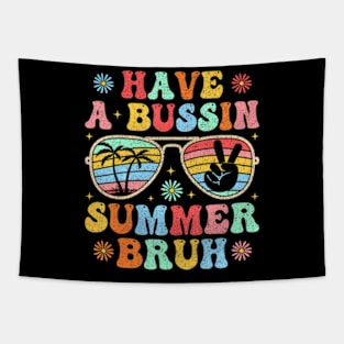 Have A Bussin Summer Bruh Groovy Teacher Last Day Of School Tapestry