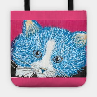 Blue kitten face Tote