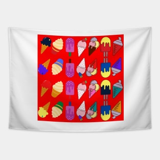 Ice Cream Flavour Red Background Tapestry