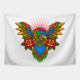 Traditional Parrot Flowers Tapestry