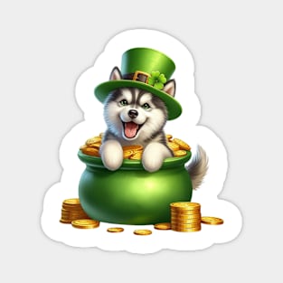 St Patricks Day Siberian Husky Dog Magnet