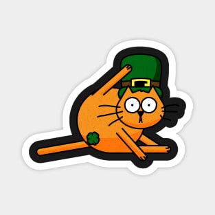 St Patricks Day Cat Leprechaun Shamrock Censor Magnet