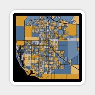 Oxnard Map Pattern in Blue & Gold Magnet