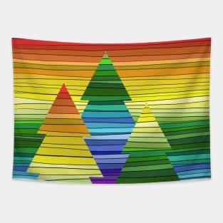 Rainbow Christmas trees Tapestry