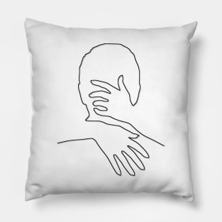 My Valentine Tight Hug Black Line Drawing On White Pillow