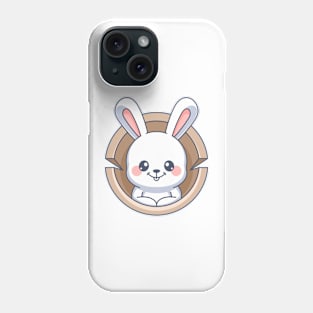 Bunny hiding in a wooden hole Phone Case