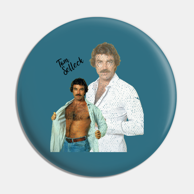 Tom Selleck Vintage Fan Art - Tom Selleck - Pin | TeePublic