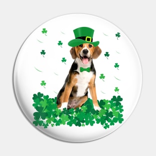 Beagle Leprechaun Lucky Shamrock St Patricks Day Pin